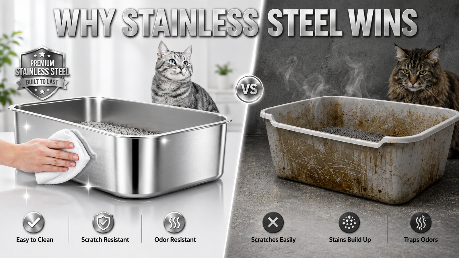 Plastic vs Stainless Steel Surface Comparison