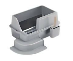 Stainless Steel Cat Litter Box with Integrated Anti-Tracking Step and Scoop Storage