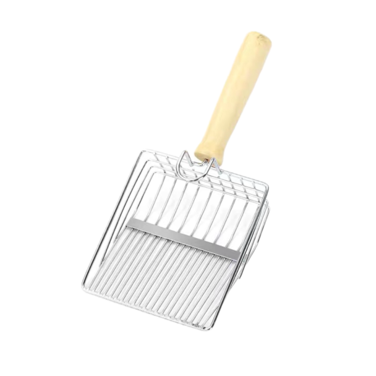 Heavy Duty Stainless Steel Cat Litter Scoop with Wooden Handle