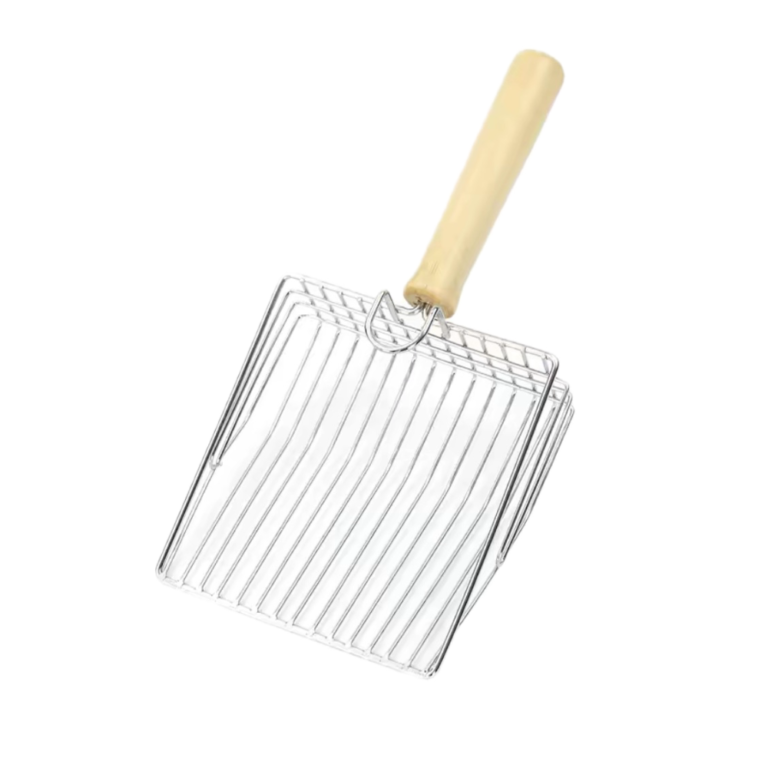 Large Metal Cat Litter Scoop with Wooden Handle for Fast Sifting